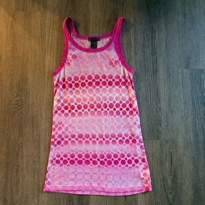 Custo Barcelona Rare Vintage Y2K Semi Sheer Pink Polka Dot Tank Top 4 Mesh Sexy